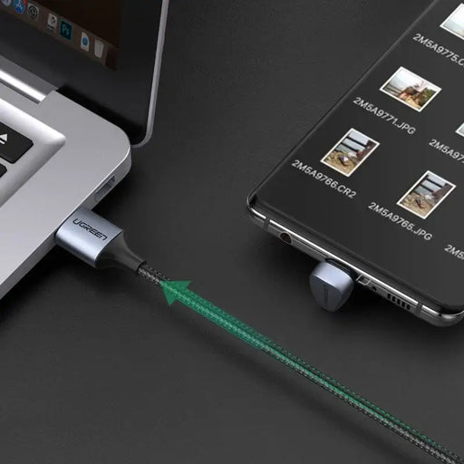 Ugreen nylon angled cable USB - USB Type C cable 2 m 3 A 18 W Quick Charge AFC FCP for gamers gray (70315) - Cell phone