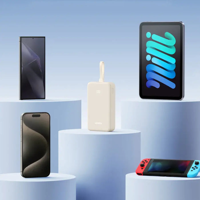 Ugreen PB505 Powerbank 20000mAh 22.5W USB-C USB-A Built-in USB-C Cable - White - Powerbanks<<<HurtelXML&&&Външни