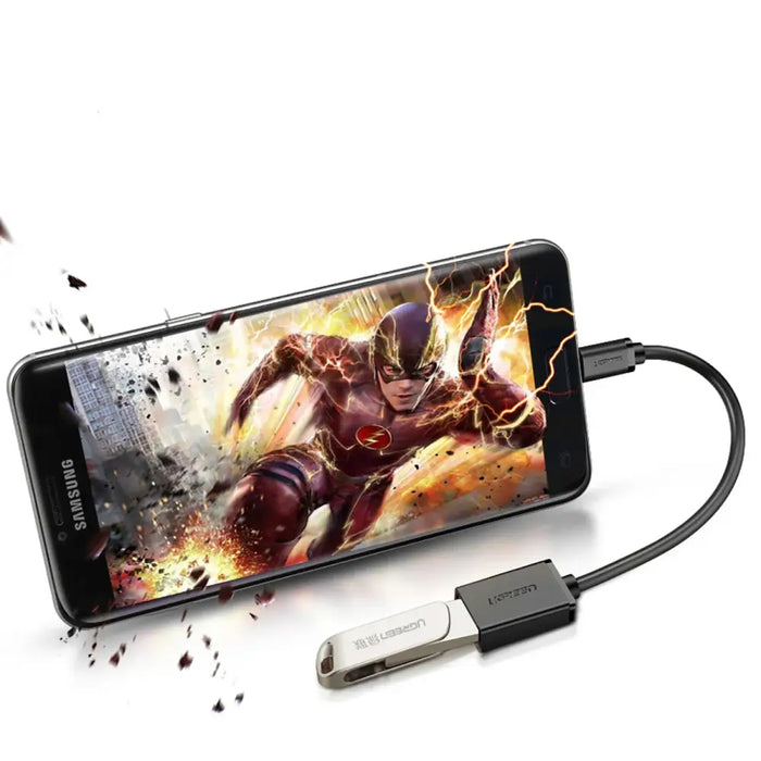 Ugreen US133 10396 micro USB (male) / USB-A (female) OTG cable flat 0.15m - black - Cell phone cables<<<HurtelXML