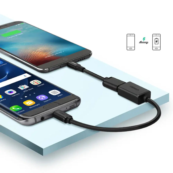 Ugreen US133 10396 micro USB (male) / USB-A (female) OTG cable flat 0.15m - black - Cell phone cables<<<HurtelXML