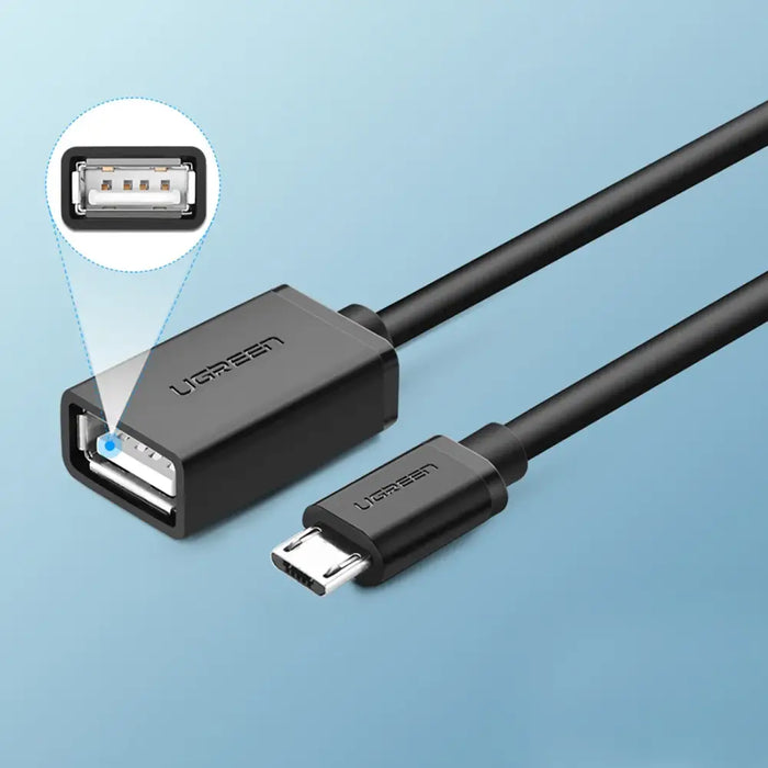 Ugreen US133 10396 micro USB (male) / USB-A (female) OTG cable flat 0.15m - black - Cell phone cables<<<HurtelXML