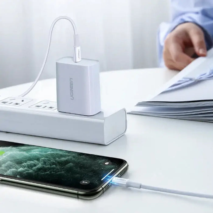 Ugreen US171 Lightning - USB-C MFi PD cable 20W 3A 480Mb/s 0.5m - white - Cell phone cables<<<HurtelXML