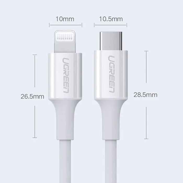 Ugreen US171 Lightning - USB-C MFi PD cable 20W 3A 480Mb/s 0.5m - white - Cell phone cables<<<HurtelXML