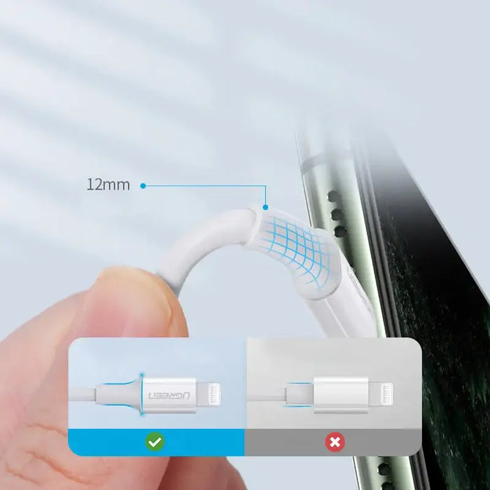 Ugreen US171 Lightning - USB-C MFi PD cable 20W 3A 480Mb/s 0.5m - white - Cell phone cables<<<HurtelXML