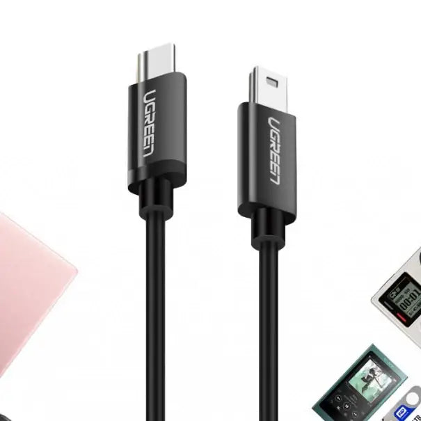 Ugreen US242 USB-C (male) / mini USB (male) cable 1 m - black - Cell phone cables<<<HurtelXML