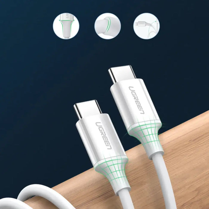 Ugreen US264 60517 USB-C / USB-C PD QC AFC Cable 0.5m - White - Cell phone cables<<<HurtelXML