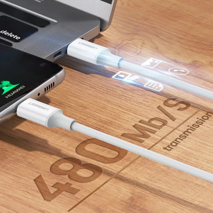 Ugreen US264 60517 USB-C / USB-C PD QC AFC Cable 0.5m - White - Cell phone cables<<<HurtelXML