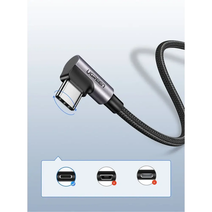 Ugreen US284 50941 USB-A (straight) / USB-C (angled) 3A Cable 1m - Gray - Cell phone cables<<<HurtelXML&&&USB