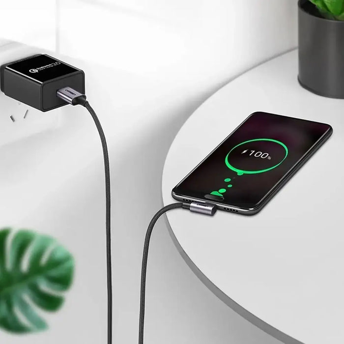 Ugreen US284 70255 USB-A (straight) / USB-C (angled) 3A Cable 3m - Gray - Cell phone cables<<<HurtelXML
