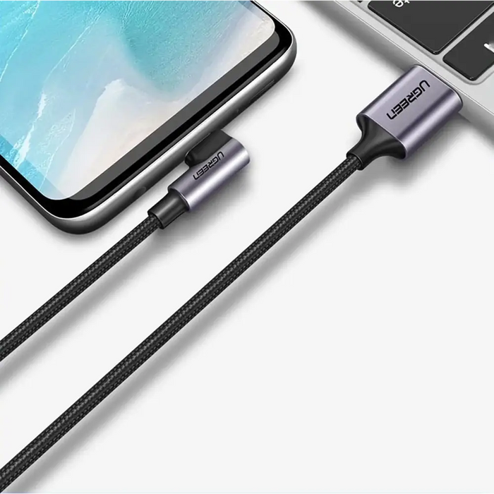 Ugreen US284 70255 USB-A (straight) / USB-C (angled) 3A Cable 3m - Gray - Cell phone cables<<<HurtelXML