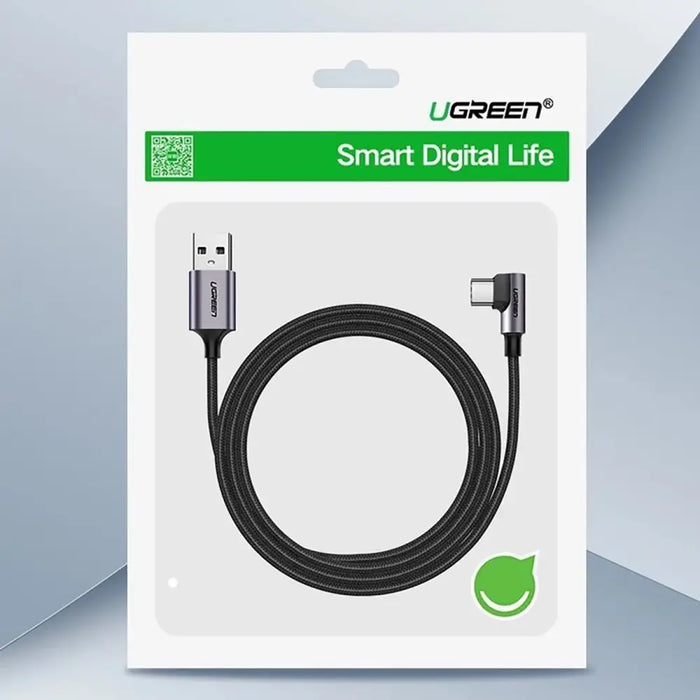 Ugreen US284 70255 USB-A (straight) / USB-C (angled) 3A Cable 3m - Gray - Cell phone cables<<<HurtelXML