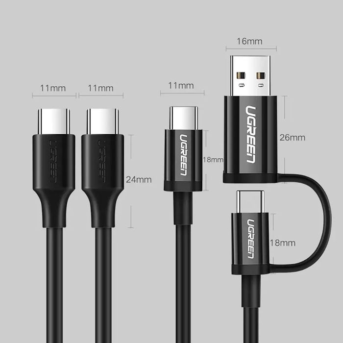 Ugreen US286 USB-C - USB-C PD QC 3A 480Mb/s 1m cable - black - Cell phone cables<<<HurtelXML&&&Кабели за мобилни