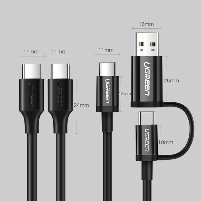 Ugreen US286 USB-C - USB-C PD QC 3A 480Mb/s cable 0.5m - black - Cell phone cables<<<HurtelXML