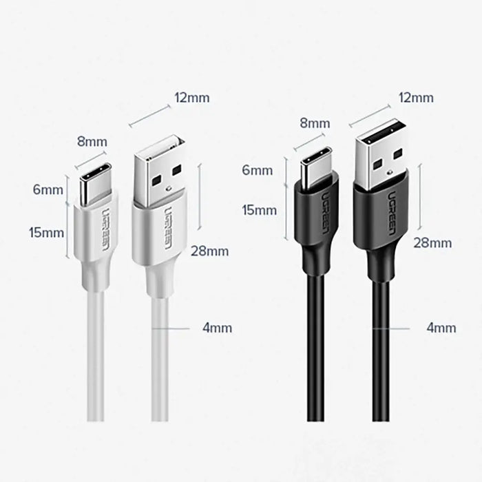 Ugreen US287 60114 USB-A / USB-C 3A cable 0.25m - black - Cell phone cables<<<HurtelXML&&&USB cablesKBA-USB<<<Cables