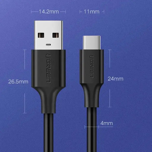 Ugreen US287 60117 USB-A / USB-C 3A cable 1.5m - black - Cell phone cables<<<HurtelXML&&&USB cablesKBA-USB<<<Cables