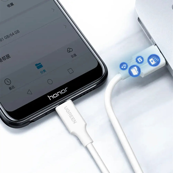 Ugreen US289 60140 micro USB / USB-A cable 0.5m - white - Cell phone cables<<<HurtelXML