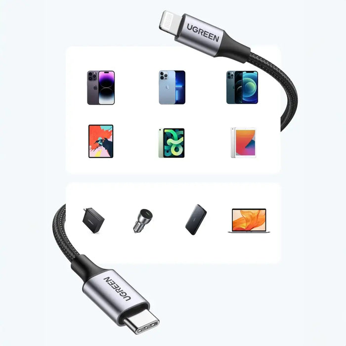 Ugreen US304 60759 Lightning - USB-C 2.0 MFi Cable 1m - Gray - Cell phone cables<<<HurtelXML