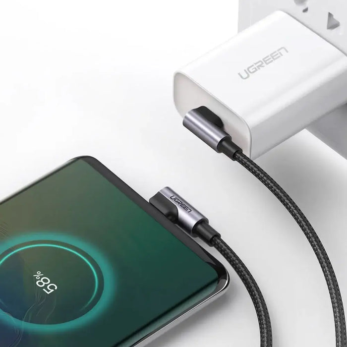 Ugreen US323 angled USB-C - USB-C PD QC cable 60W 3A 2m - black - Cell phone cables<<<HurtelXML