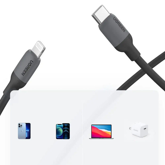 Ugreen US387 Lightning - USB-C MFI PD cable 20W 480Mb/s 1m - black - Cell phone cables<<<HurtelXML