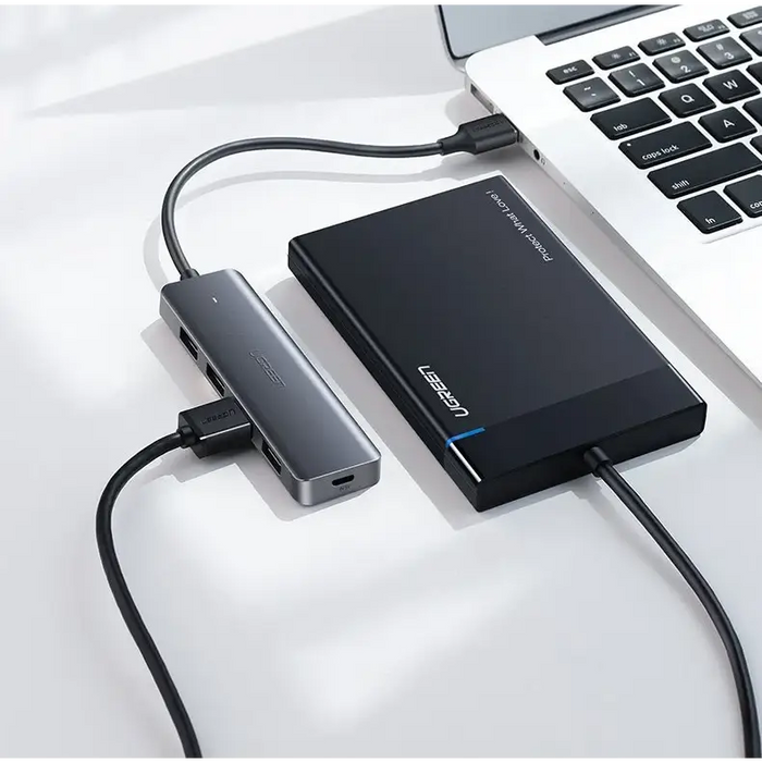 Ugreen USB HUB - 4x USB 3.2 Gen 1 with micro USB power port gray (CM219 50985) - USB hubs<<<HurtelXML