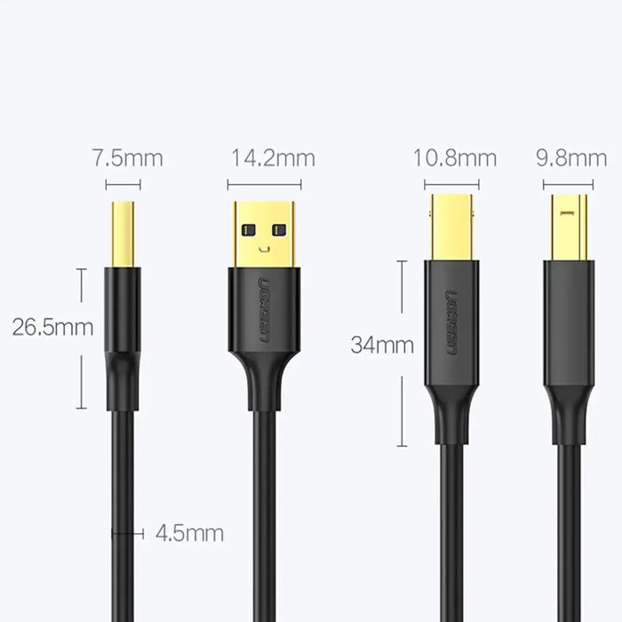 Ugreen USB Type B printer cable (male) - USB 2.0 (male) 480 Mbps 2 m black (US135 20847) - Cell phone cables<<<HurtelXML
