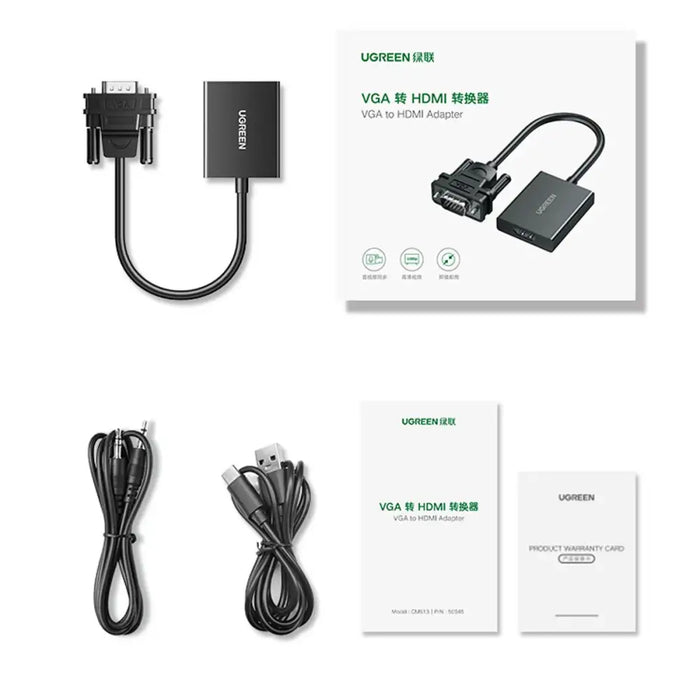 Ugreen VGA (Male) to HDMI (Female) Adapter Cable 0.15m Black (CM513) - Video adapters<<<HurtelXML&&&Exhibition