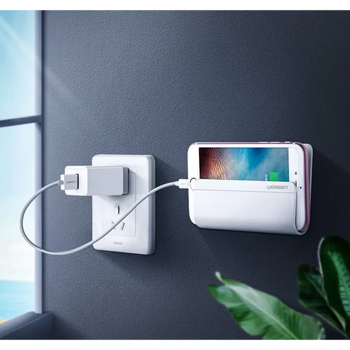 Ugreen wall mount smartphone stand for charging white (30394) - Cell phone holders<<<HurtelXML