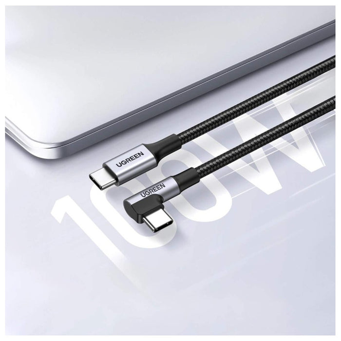 BRAIDED USB-C/USB-C CABLE 5A 100W 90 DEGREES LENGTH 2M US334 UGREEN