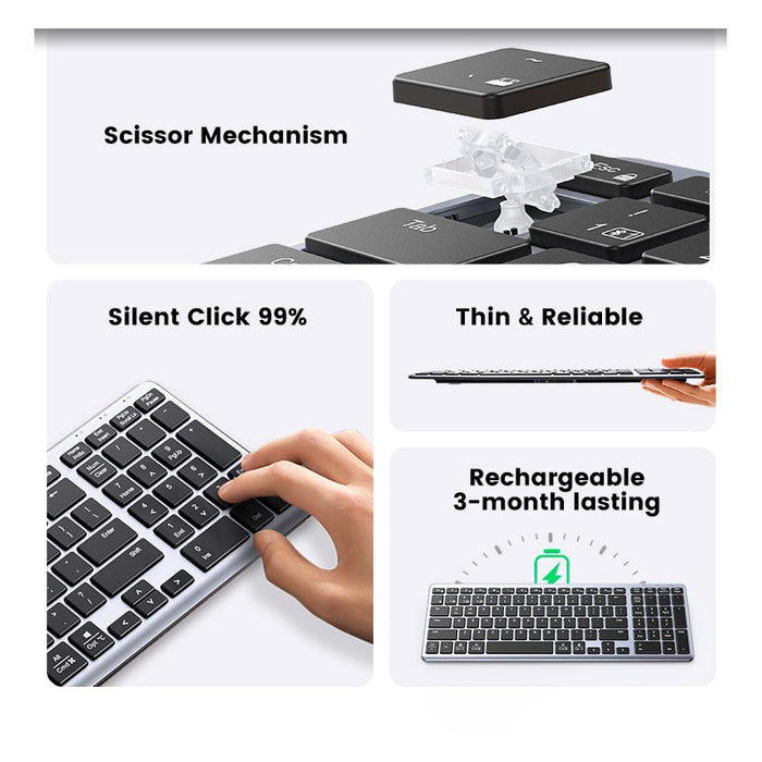 Ugreen KU005 Bluetooth / 2.4 GHz wireless membrane keyboard - black