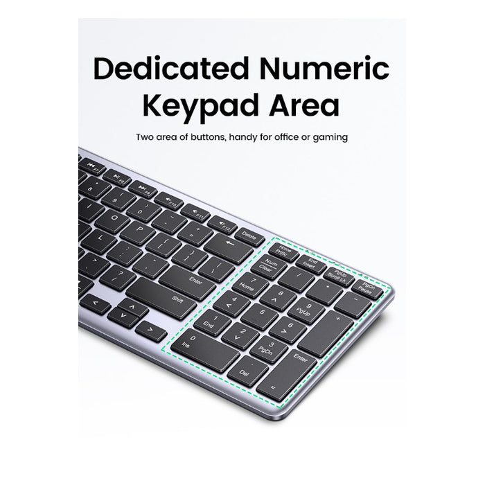 Ugreen KU005 Bluetooth / 2.4 GHz wireless membrane keyboard - black
