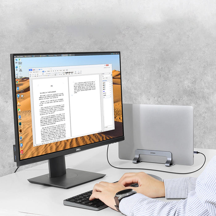 Ugreen LP258 Vertical Stand for 2 Devices Aluminum for Laptop Tablet - Silver