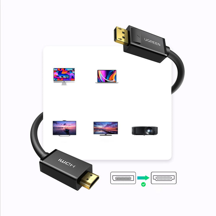 DisplayPort - HDMI cable Ugreen DP101 4K 3m - black