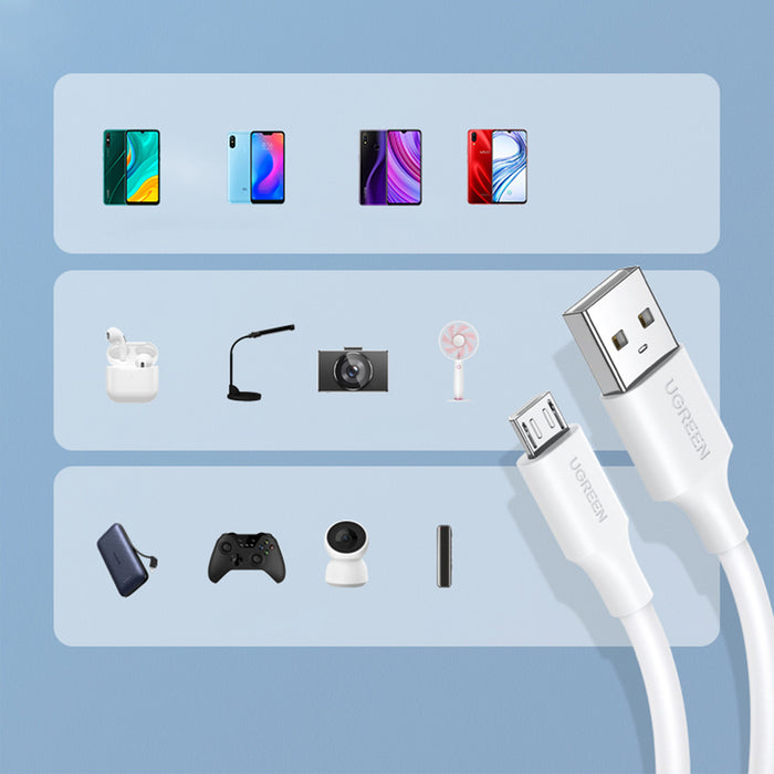 Ugreen US289 60143 micro USB / USB-A cable 2m - white