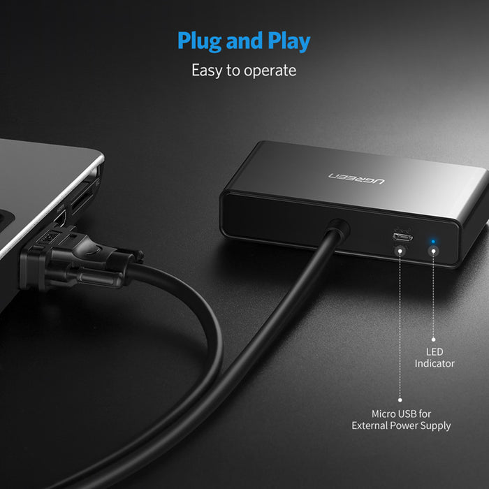 Ugreen 40254 1x2 VGA Splitter 1920x1440 60Hz - Black