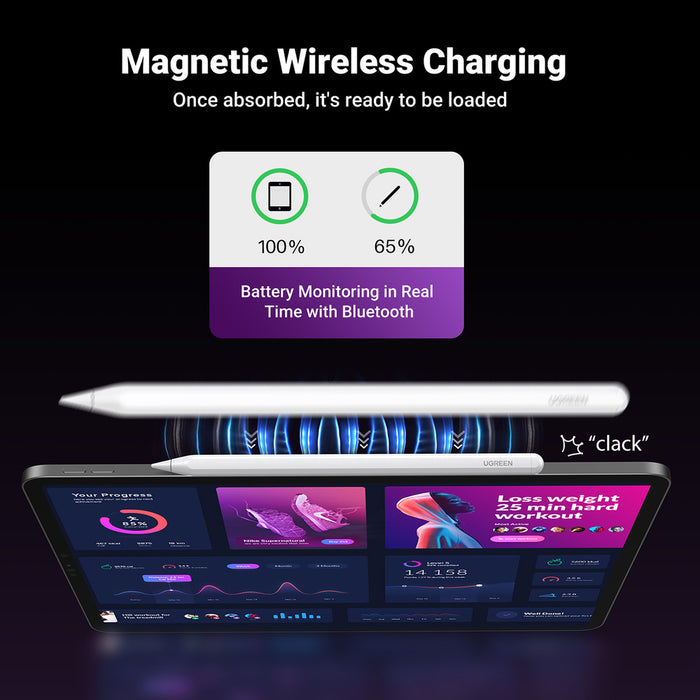 Ugreen LP653 stylus with wireless charging for iPad tablets - white