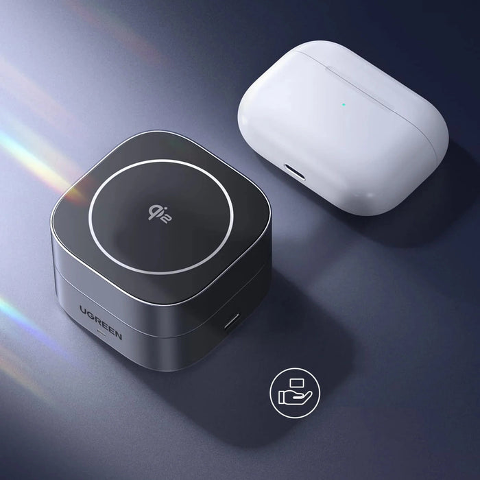 Ugreen W702 3in1 inductive charger with MagSafe / Qi2 and USB-C port for phone / headphones - black