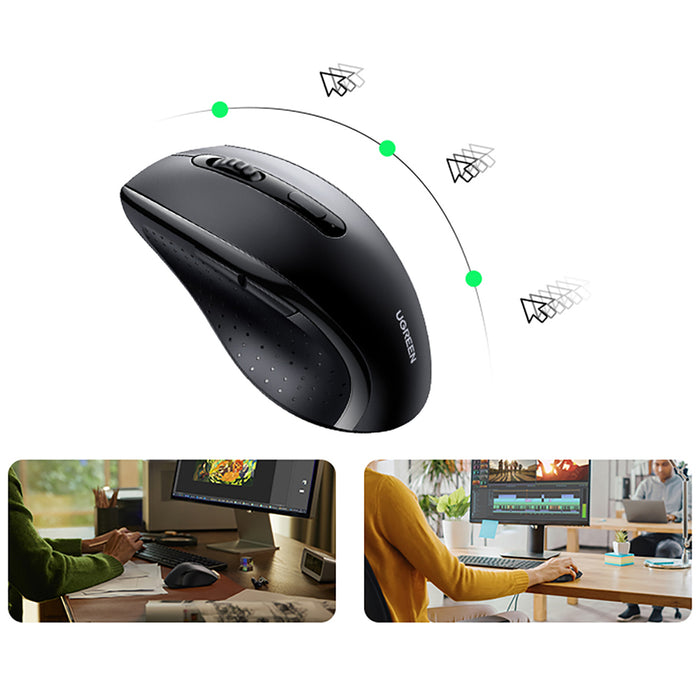Ugreen Wireless Ergonomic Optical Mouse - Black