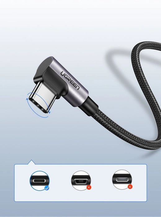 Ugreen US284 50941 USB-A (straight) / USB-C (angled) 3A Cable 1m - Gray