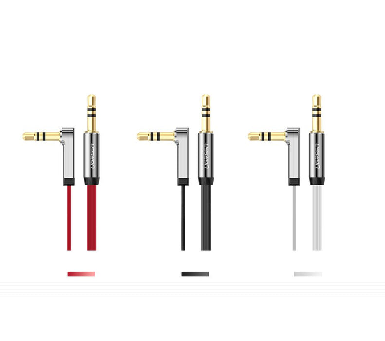Ugreen flat cable audio cable AUX 3.5mm mini jack 1m silver (10597)