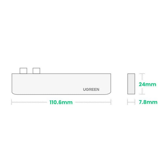 HUB Ugreen 60559 2x USB-C / USB-C PD (Thunderbolt 3, 100W, 4K 60 Hz, 10 Gbps) / HDMI 4K 30 Hz / 3x USB 3.0 for MacBook Pro / Air - Gray