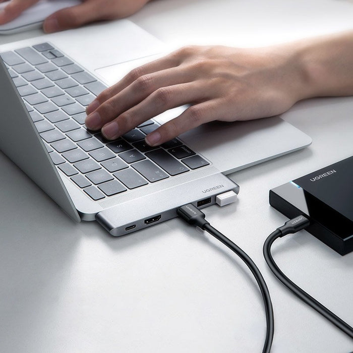 HUB Ugreen 60559 2x USB-C / USB-C PD (Thunderbolt 3, 100W, 4K 60 Hz, 10 Gbps) / HDMI 4K 30 Hz / 3x USB 3.0 for MacBook Pro / Air - Gray