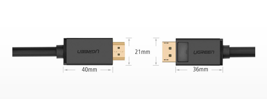 Ugreen unidirectional DisplayPort to HDMI Cable 4K 30Hz 32 AWG 2m Black (DP101 10202)