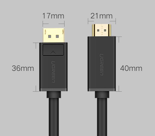 Ugreen unidirectional DisplayPort to HDMI Cable 4K 30Hz 32 AWG 1.5m Black (DP101 10239)