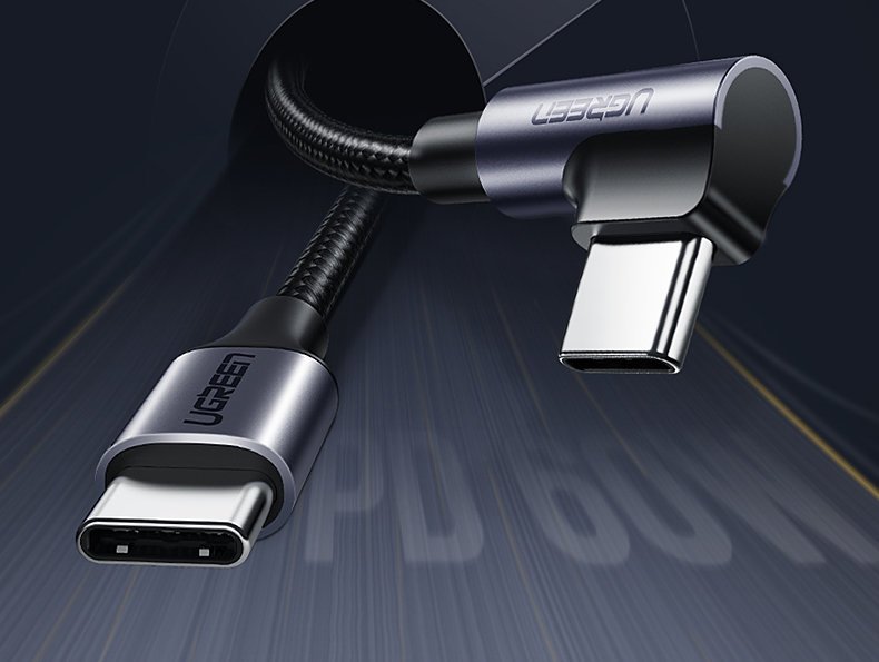 Ugreen US255 50125 USB-C (straight) / USB-C (angled) PD QC cable 60W 3A 2m - gray