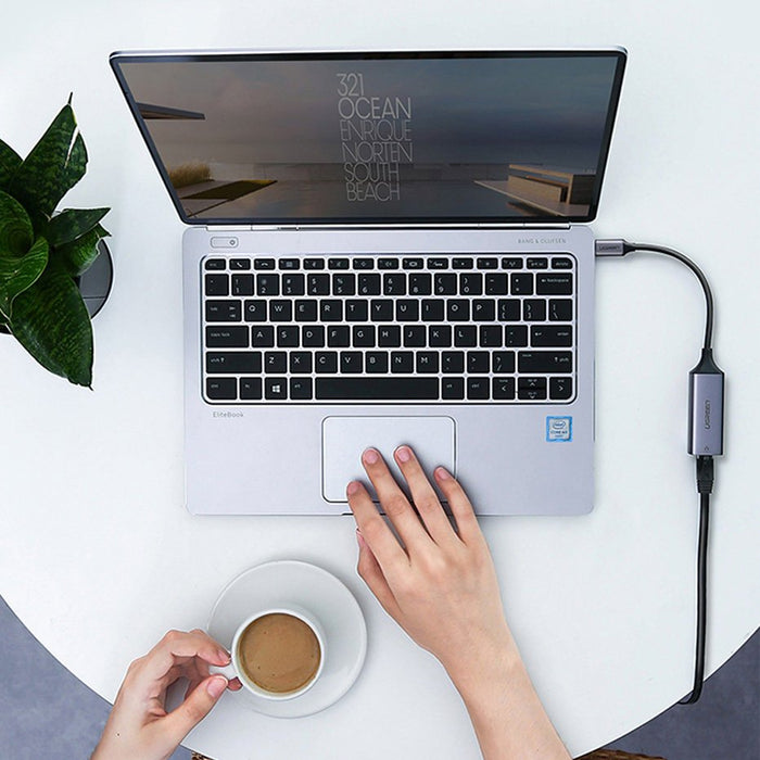 Ugreen external network adapter RJ45 - USB Type C (1000 Mbps / 1 Gbps) Gigabit Ethernet gray (CM199)