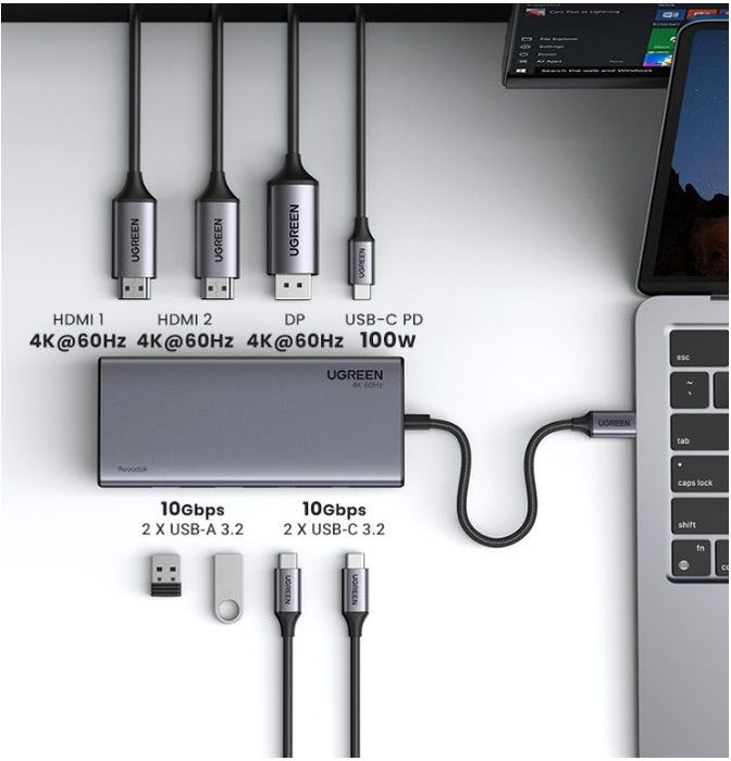 MULTIFUNCTIONAL ADAPTER 8in1 HDMI/DP/100WPD CM639 UGREEN