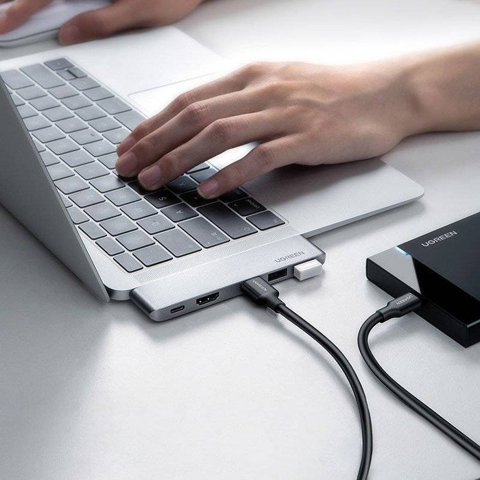 HUB Ugreen 60559 2x USB-C / USB-C PD (Thunderbolt 3, 100W, 4K 60 Hz, 10 Gbps) / HDMI 4K 30 Hz / 3x USB 3.0 for MacBook Pro / Air - Gray