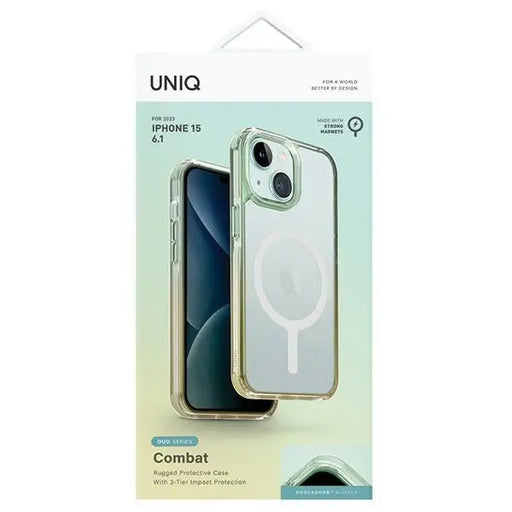 Uniq Combat Duo Magclick Charging case for iPhone 15 - green and yellow - Cell phone cases and covers<<<HurtelXML