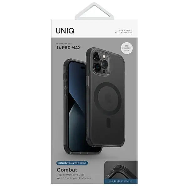 Uniq Combat iPhone 14 Pro Max 6.7’’ case Magclick Charging black/concrete charcoal - Cell phone cases