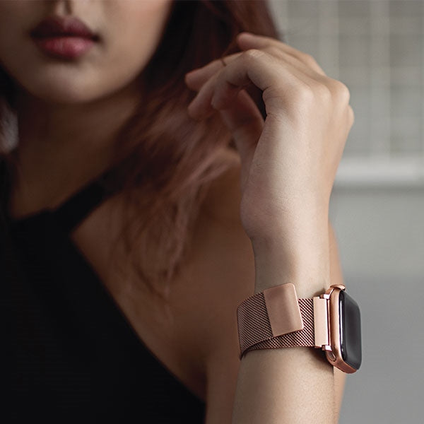 Uniq Dante Stainless Steel Strap for Apple Watch 1/2/3/4/5/6/7/8/SE/SE2 38/40/41mm - Rose Gold - Other cell phone